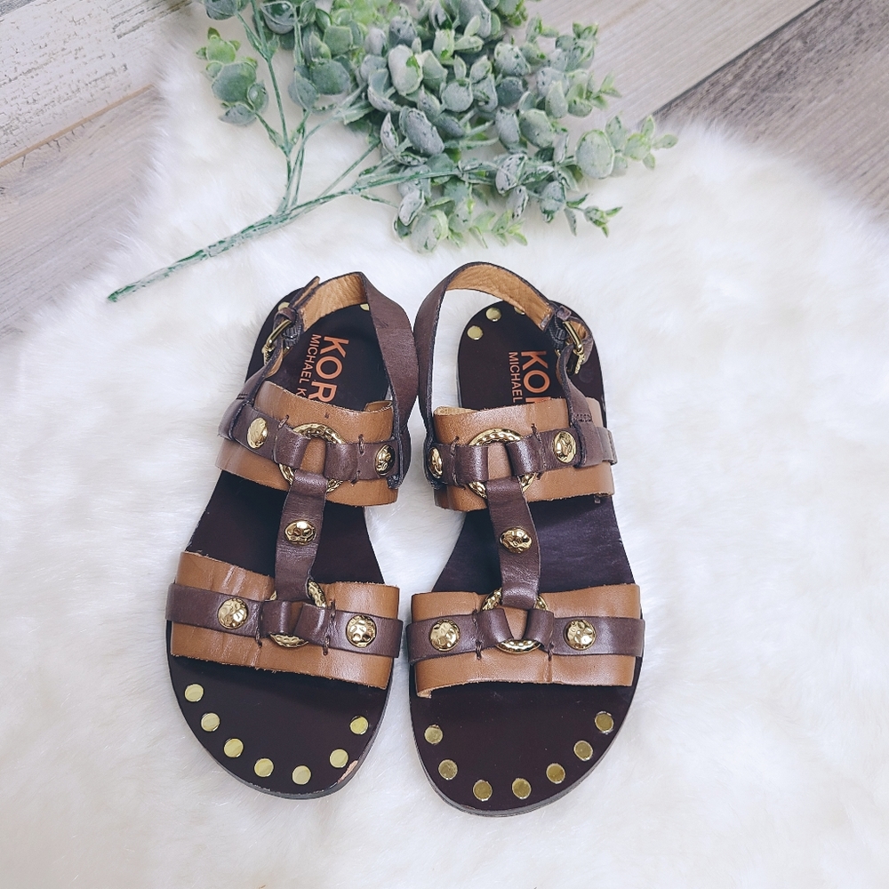 Michael Kors Brown Leather Gladiator Sandals